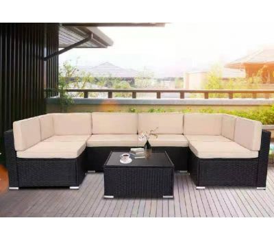 Трансформер-Диван модульный плетеный из иск. ротанга YR822_Black/Beige от производителя  Afina по цене 119 000 р